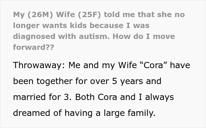 Guy Finally Gets Autism Diagnosis, Devastated When His Wife Changes Her Mind About Having Kids