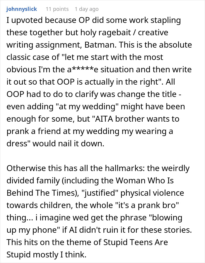 Bride Forbids Bro From Wearing Dress To Wedding After Realizing He Just Wants To Mock Trans Friend