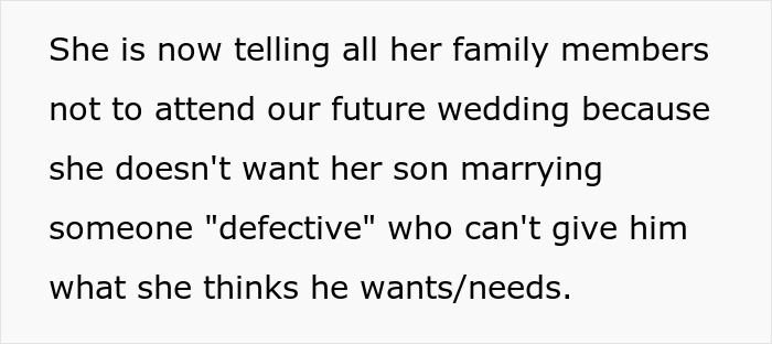 Future Mother-In-Law Calls Woman “Defective,” Then Tries To Stop Her Son From Marrying Her Future Mother-In-Law Calls Woman “Defective,” Then Tries To Stop Her Son From Marrying Her