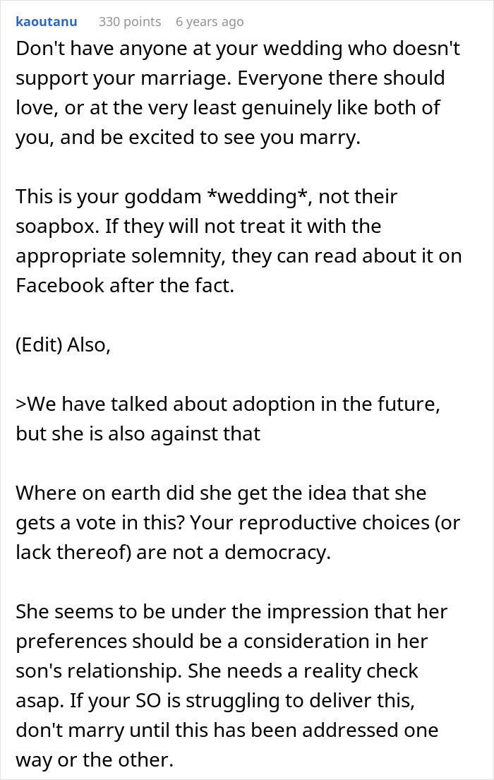 Future Mother-In-Law Calls Woman “Defective,” Then Tries To Stop Her Son From Marrying Her Future Mother-In-Law Calls Woman “Defective,” Then Tries To Stop Her Son From Marrying Her