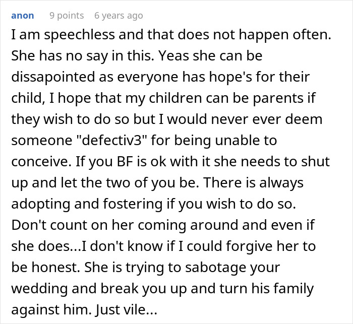 Future Mother-In-Law Calls Woman “Defective,” Then Tries To Stop Her Son From Marrying Her Future Mother-In-Law Calls Woman “Defective,” Then Tries To Stop Her Son From Marrying Her