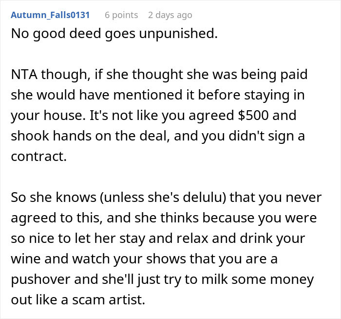 Woman Helps Friend Escape A Stressful Situation, Then Gets An Unexpected $500 Request