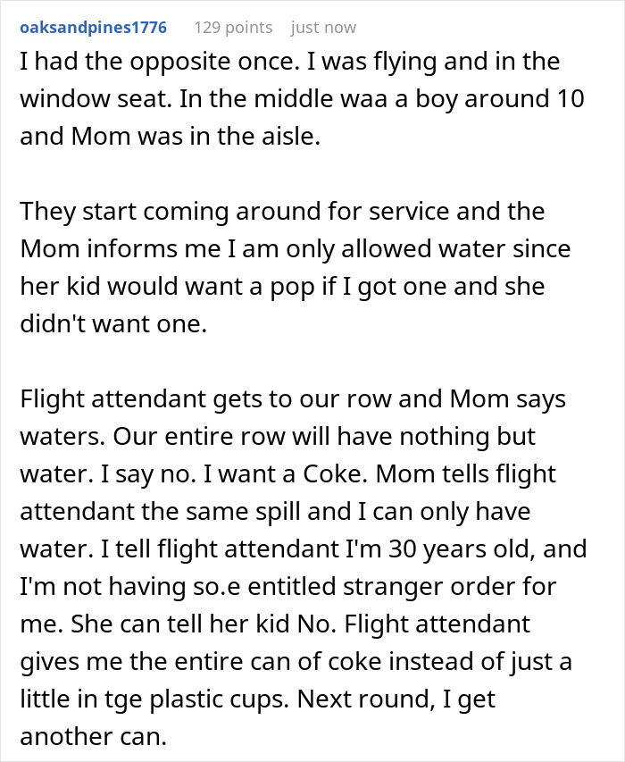 Entitled Mom Demands Plane Seatmate Hands Over Their Free Coke To Unruly Son, Gets A Reality Check Entitled Mom Demands Plane Seatmate Hands Over Their Free Coke To Unruly Son, Gets A Reality Check