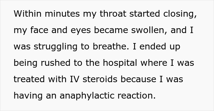 Family Doesn’t Care About Person’s Health, Says They’re Overreacting: “Within Minutes My Throat Started Closing” Family Doesn’t Care About Person’s Health, Says They’re Overreacting: “Within Minutes My Throat Started Closing”