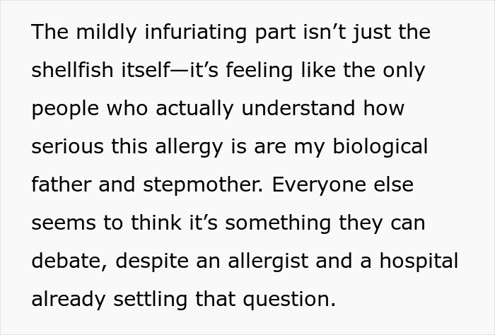 Family Doesn’t Care About Person’s Health, Says They’re Overreacting: “Within Minutes My Throat Started Closing” Family Doesn’t Care About Person’s Health, Says They’re Overreacting: “Within Minutes My Throat Started Closing”