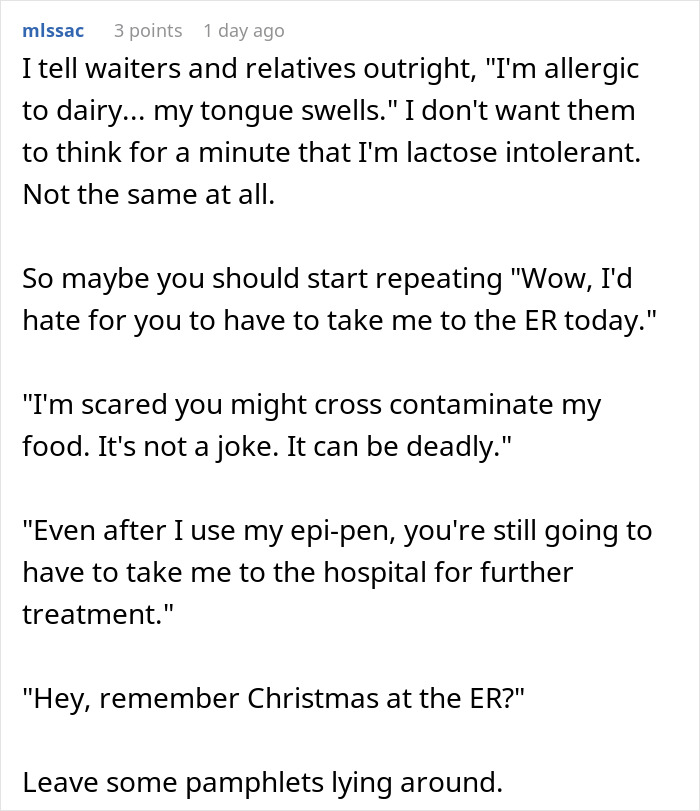 Family Doesn’t Care About Person’s Health, Says They’re Overreacting: “Within Minutes My Throat Started Closing” Family Doesn’t Care About Person’s Health, Says They’re Overreacting: “Within Minutes My Throat Started Closing”