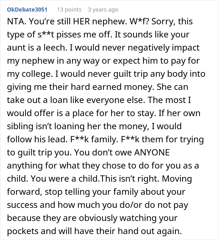 Man Thinks The Matter With Aunt Asking Him Money Is Done After He Denies Her But He&rsquo;s Very Wrong