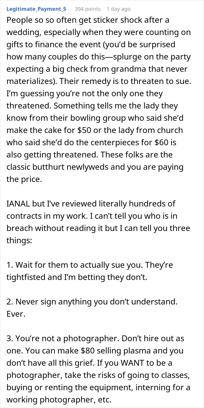 Amateur Photographer Signs A Contract And Then Doesn’t Show Up To Wedding: “They Want To Sue Me Now” Amateur Photographer Signs A Contract And Then Doesn’t Show Up To Wedding: “They Want To Sue Me Now”