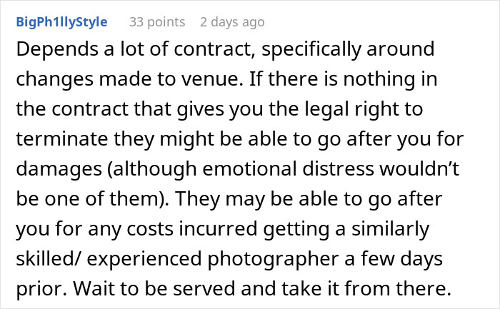 Amateur Photographer Signs A Contract And Then Doesn’t Show Up To Wedding: “They Want To Sue Me Now” Amateur Photographer Signs A Contract And Then Doesn’t Show Up To Wedding: “They Want To Sue Me Now”