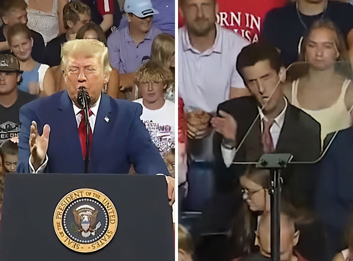 Trump Rally Member Brutally Mocks Him Right Behind His Back In Hilarious Viral Video Trump Rally Member Brutally Mocks Him Right Behind His Back In Hilarious Viral Video