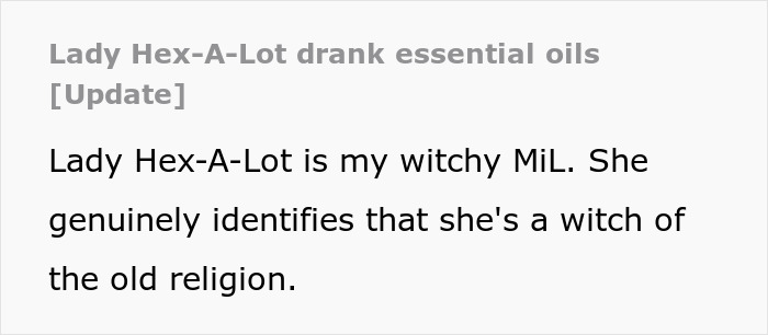 Crazy MIL Has Been Witching Around And Couldn’t Survive Her Most Recent Potion Crazy MIL Has Been Witching Around And Couldn’t Survive Her Most Recent Potion