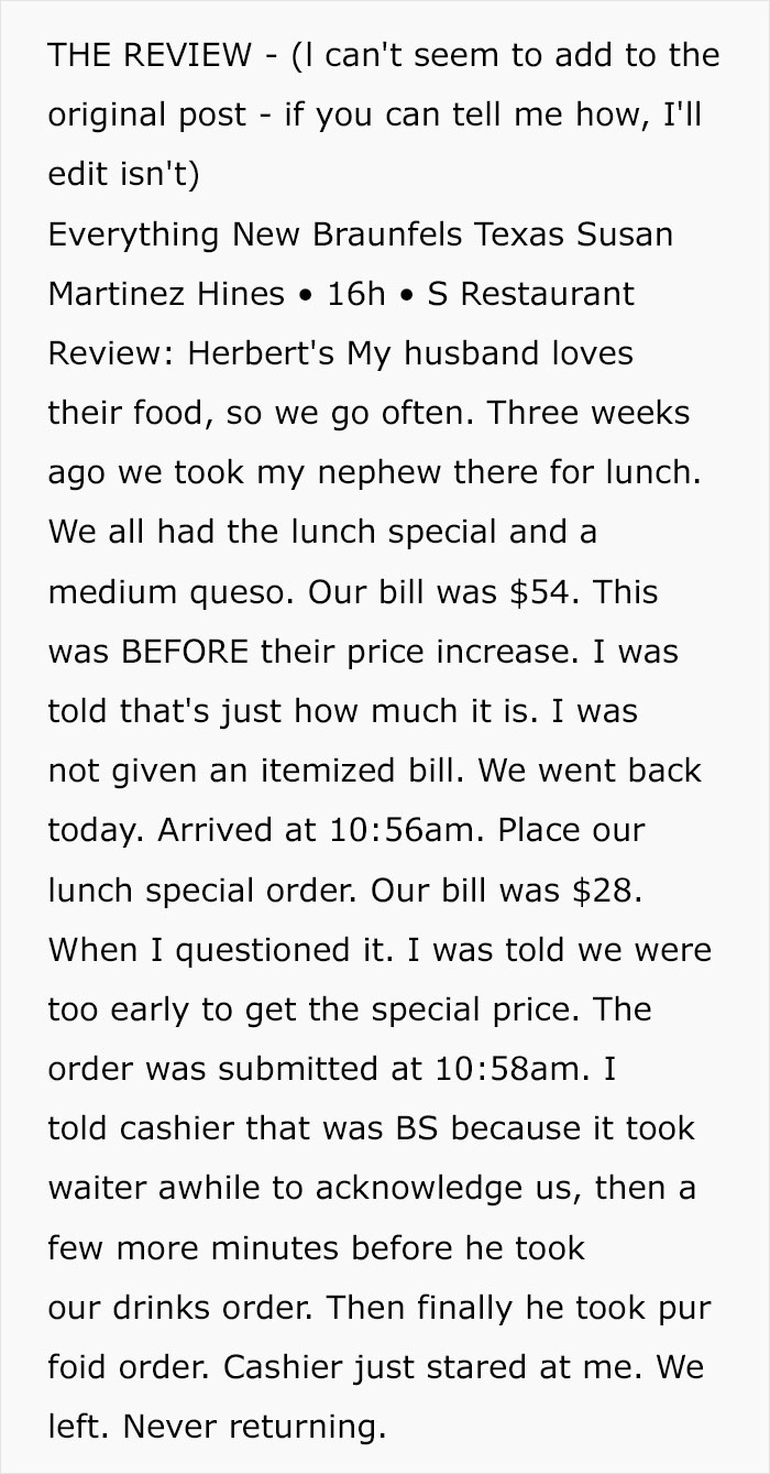 Karen Tries To Delete Her Embarrassing Fake Review, But The Restaurant’s Hardcore Clapback Is Already Viral Karen Tries To Delete Her Embarrassing Fake Review, But The Restaurant’s Hardcore Clapback Is Already Viral