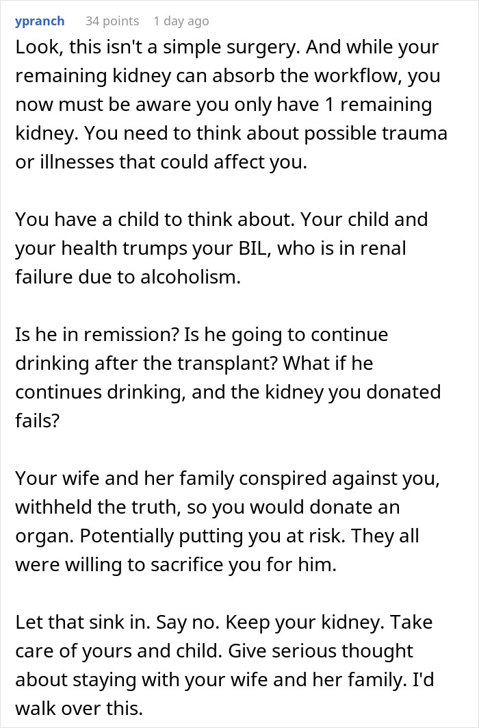 Man Says Yes To Donating A Kidney To BIL, Changes His Mind After Hearing He Drank His Last One Away