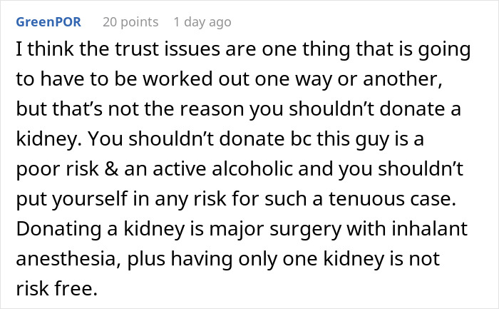 Man Says Yes To Donating A Kidney To BIL, Changes His Mind After Hearing He Drank His Last One Away