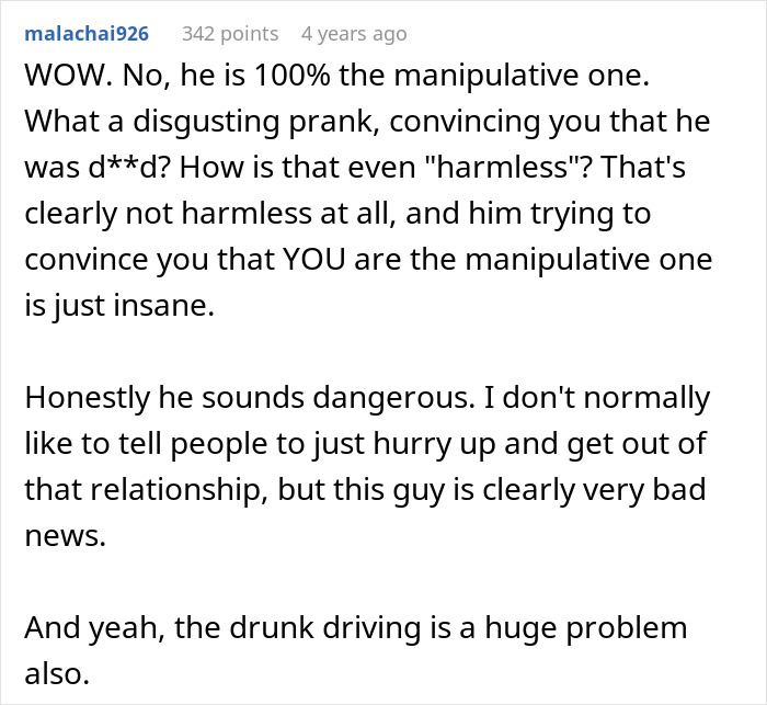 Boyfriend Pulls A Cruel “Prank,” Then Blames Girlfriend For How She Reacted Boyfriend Pulls A Cruel “Prank,” Then Blames Girlfriend For How She Reacted