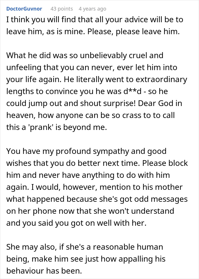 Boyfriend Pulls A Cruel “Prank,” Then Blames Girlfriend For How She Reacted Boyfriend Pulls A Cruel “Prank,” Then Blames Girlfriend For How She Reacted