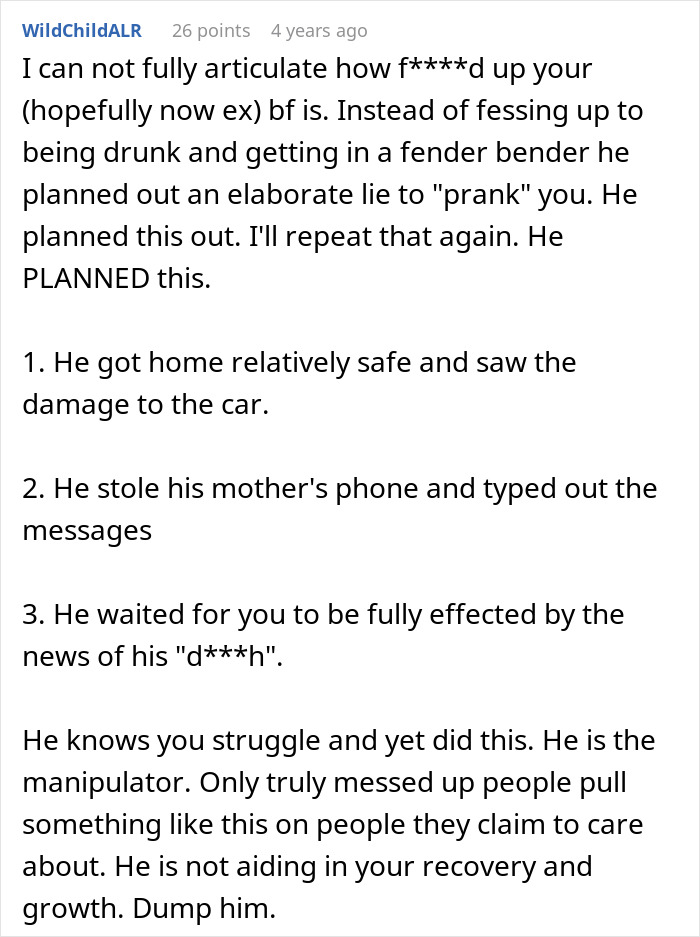 Boyfriend Pulls A Cruel “Prank,” Then Blames Girlfriend For How She Reacted Boyfriend Pulls A Cruel “Prank,” Then Blames Girlfriend For How She Reacted