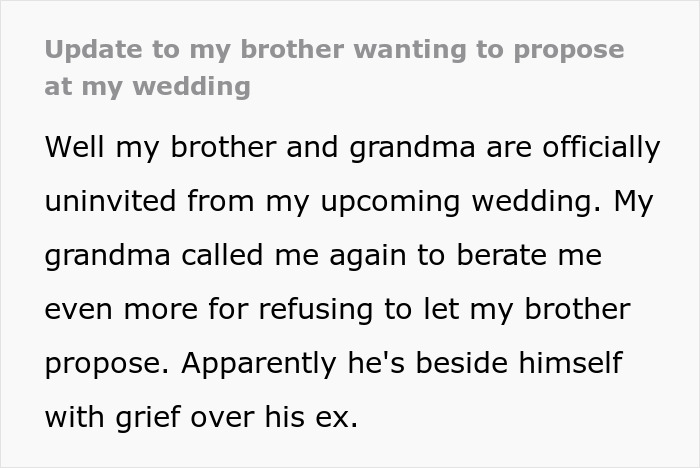 Entitled Man Plans To Propose At Brother’s Wedding, Ends Up Losing More Than He Bargained For Entitled Man Plans To Propose At Brother’s Wedding, Ends Up Losing More Than He Bargained For