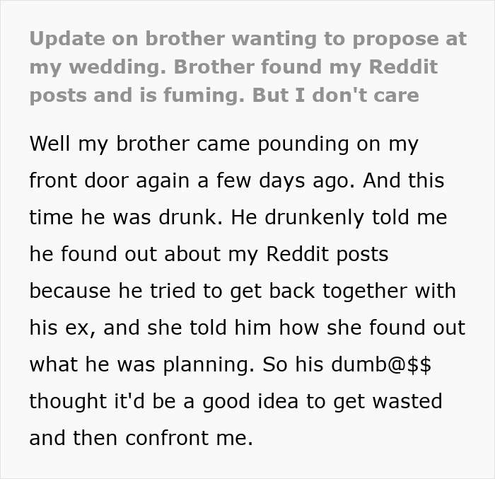 Entitled Man Plans To Propose At Brother’s Wedding, Ends Up Losing More Than He Bargained For Entitled Man Plans To Propose At Brother’s Wedding, Ends Up Losing More Than He Bargained For