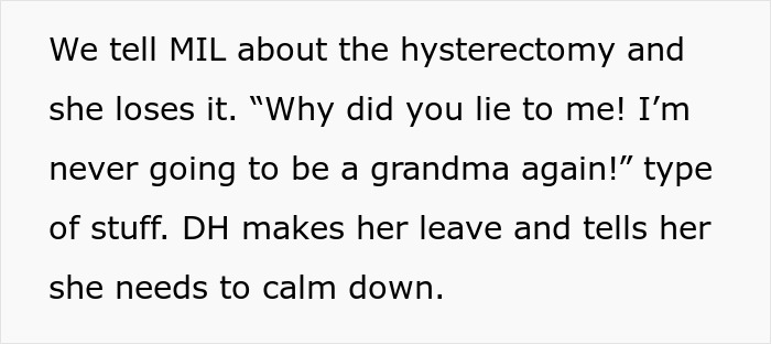 Woman Hides Hysterectomy From MIL For 18 Months, All Hell Breaks Loose When She Finally Finds Out Woman Hides Hysterectomy From MIL For 18 Months, All Hell Breaks Loose When She Finally Finds Out