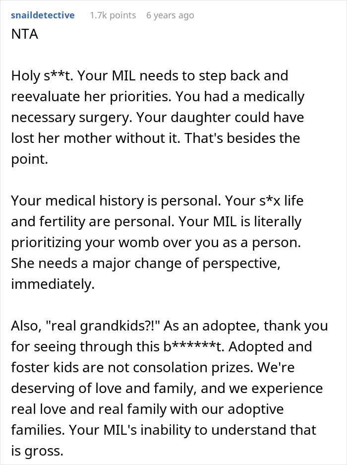 Woman Hides Hysterectomy From MIL For 18 Months, All Hell Breaks Loose When She Finally Finds Out Woman Hides Hysterectomy From MIL For 18 Months, All Hell Breaks Loose When She Finally Finds Out