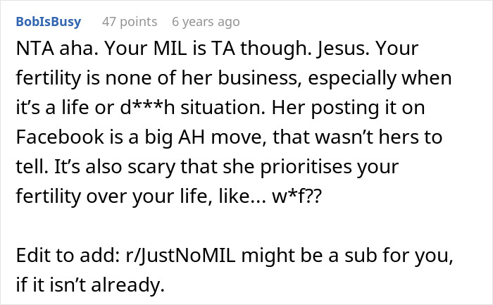 Woman Hides Hysterectomy From MIL For 18 Months, All Hell Breaks Loose When She Finally Finds Out Woman Hides Hysterectomy From MIL For 18 Months, All Hell Breaks Loose When She Finally Finds Out