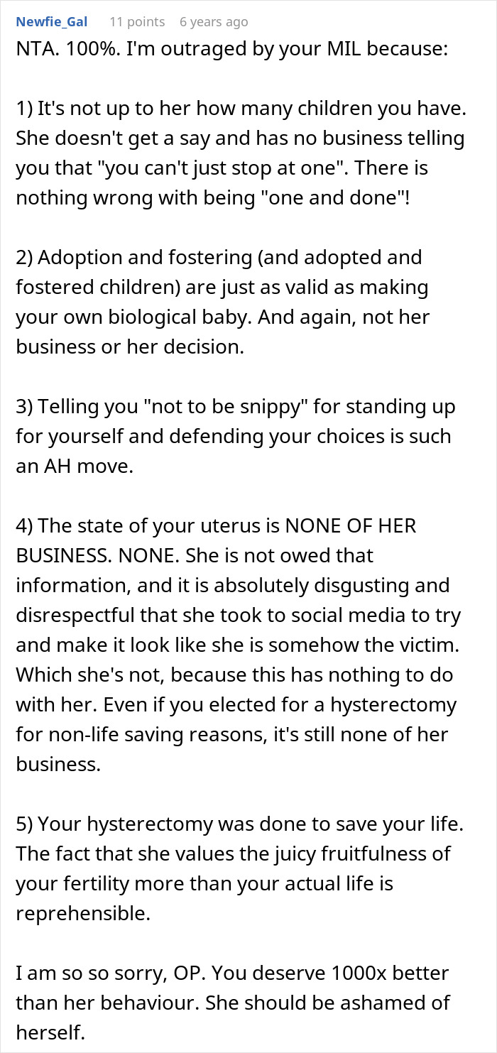 Woman Hides Hysterectomy From MIL For 18 Months, All Hell Breaks Loose When She Finally Finds Out Woman Hides Hysterectomy From MIL For 18 Months, All Hell Breaks Loose When She Finally Finds Out