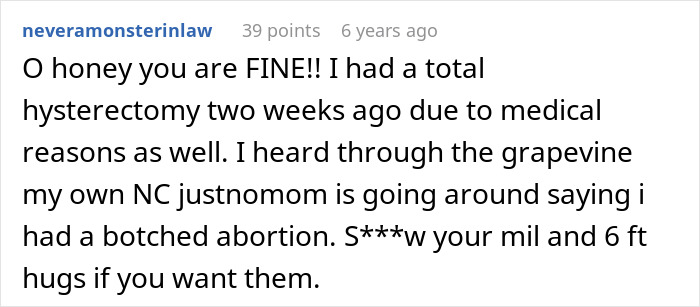 Woman Hides Hysterectomy From MIL For 18 Months, All Hell Breaks Loose When She Finally Finds Out Woman Hides Hysterectomy From MIL For 18 Months, All Hell Breaks Loose When She Finally Finds Out