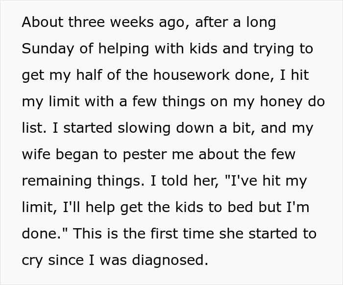 Guy Horrified As His Cancer Has No Effect On Postpartum Wife Who Still Expects Him To Slog At Home