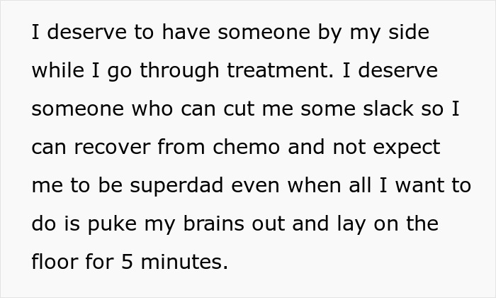 Guy Horrified As His Cancer Has No Effect On Postpartum Wife Who Still Expects Him To Slog At Home