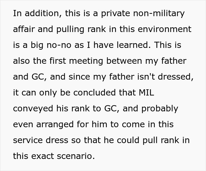MIL Tries To Pull Rank On Bride’s Dad Using Her Lieutenant Son, Gets Shut Down By His Captain Son