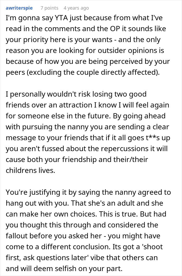 Guy’s Post About Pursuing Friend’s Nanny Creeps People Out, Then The Friend Tells The Dark Truth