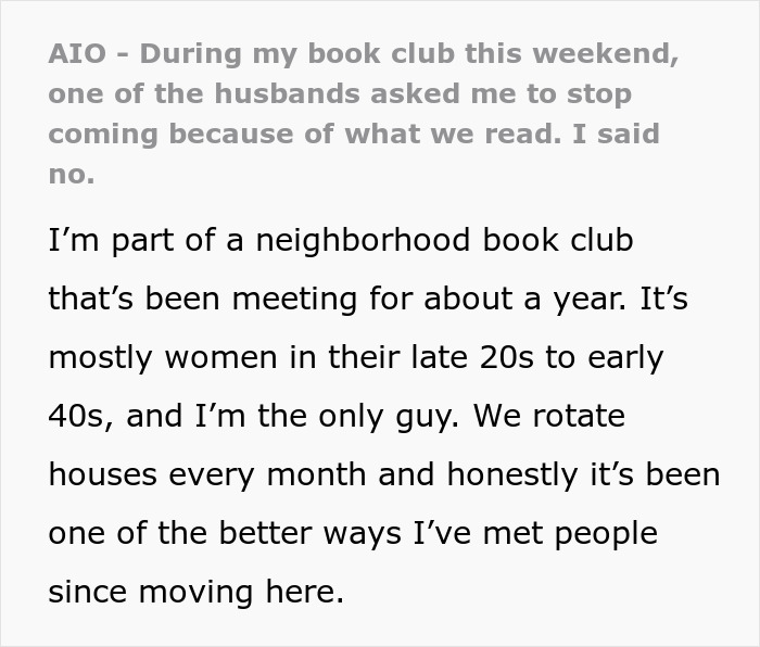Husband Is Very Uncomfortable With The Books His Wife Reads During Book Club, Blames It All On One Person
