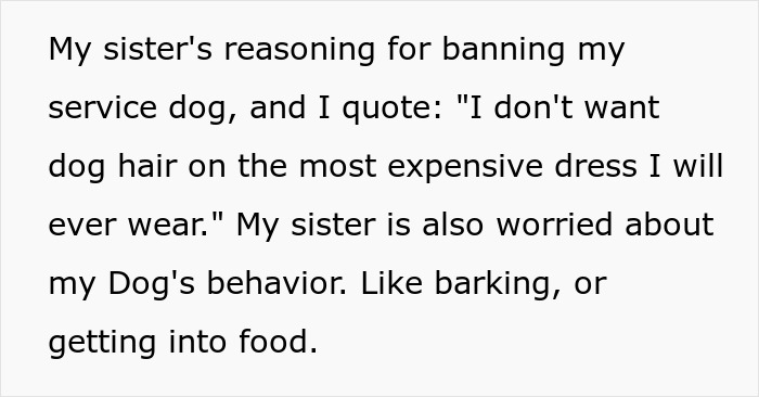 Bride Bans Anxious Sibling’s Service Dog From Wedding, Sibling Decides To Boycott The Event Instead