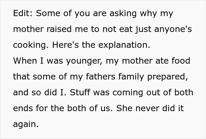 Woman Refuses To Eat At MIL’s Home: “I Don’t Just Eat Anyone’s Cooking”