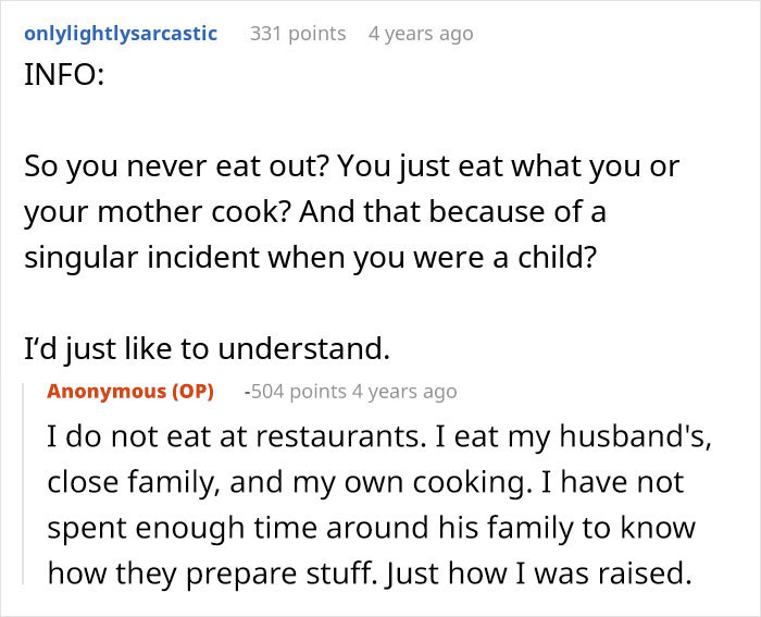Woman Refuses To Eat At MIL’s Home: “I Don’t Just Eat Anyone’s Cooking”
