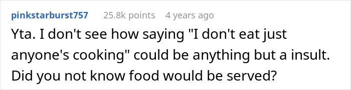 Woman Refuses To Eat At MIL’s Home: “I Don’t Just Eat Anyone’s Cooking”