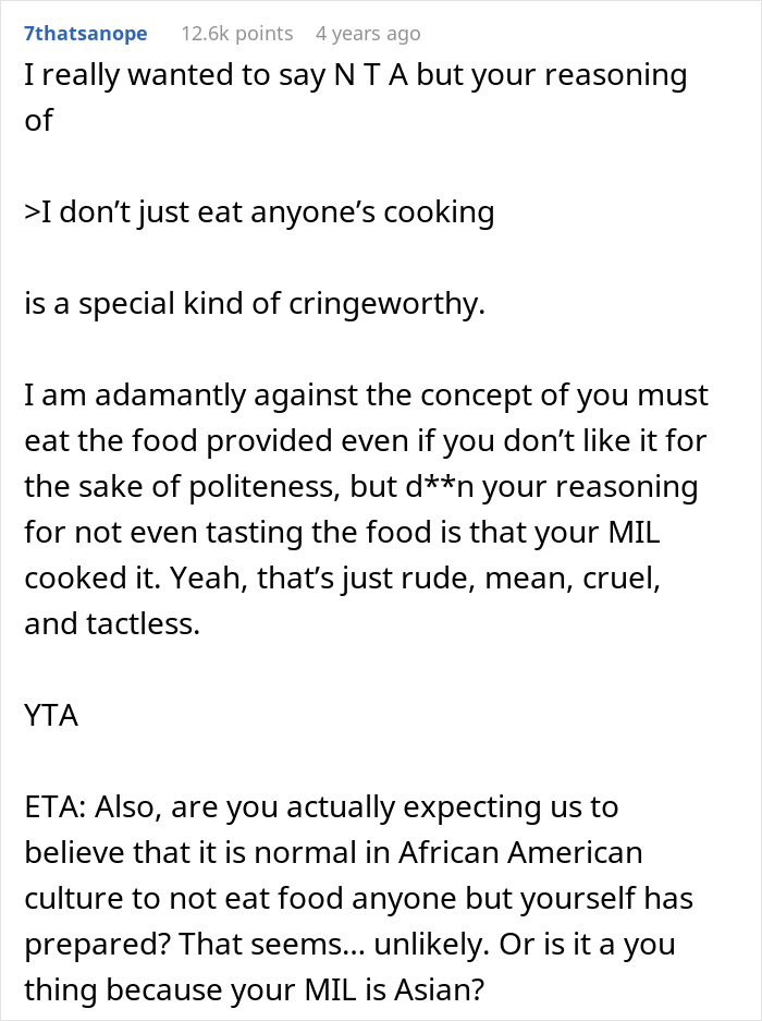 Woman Refuses To Eat At MIL’s Home: “I Don’t Just Eat Anyone’s Cooking”
