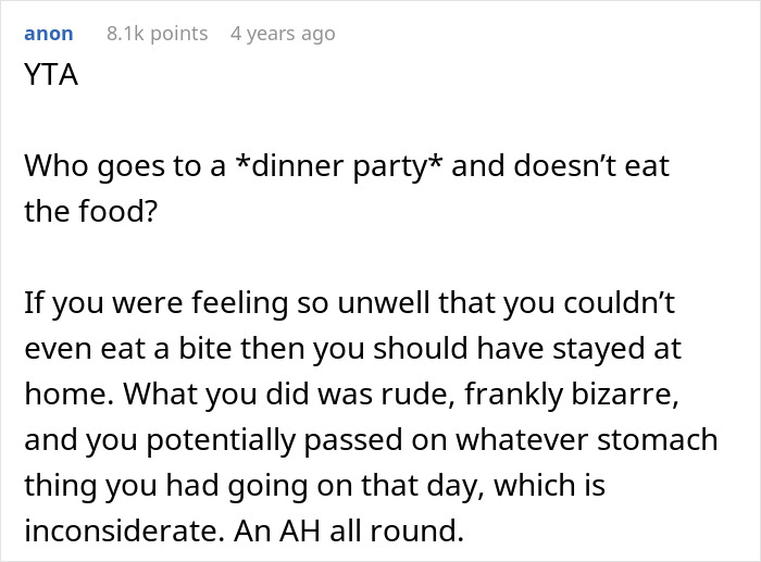 Woman Refuses To Eat At MIL’s Home: “I Don’t Just Eat Anyone’s Cooking”