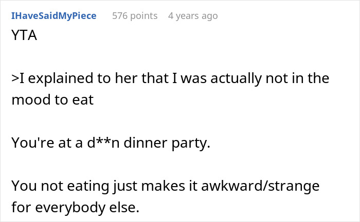 Woman Refuses To Eat At MIL’s Home: “I Don’t Just Eat Anyone’s Cooking”