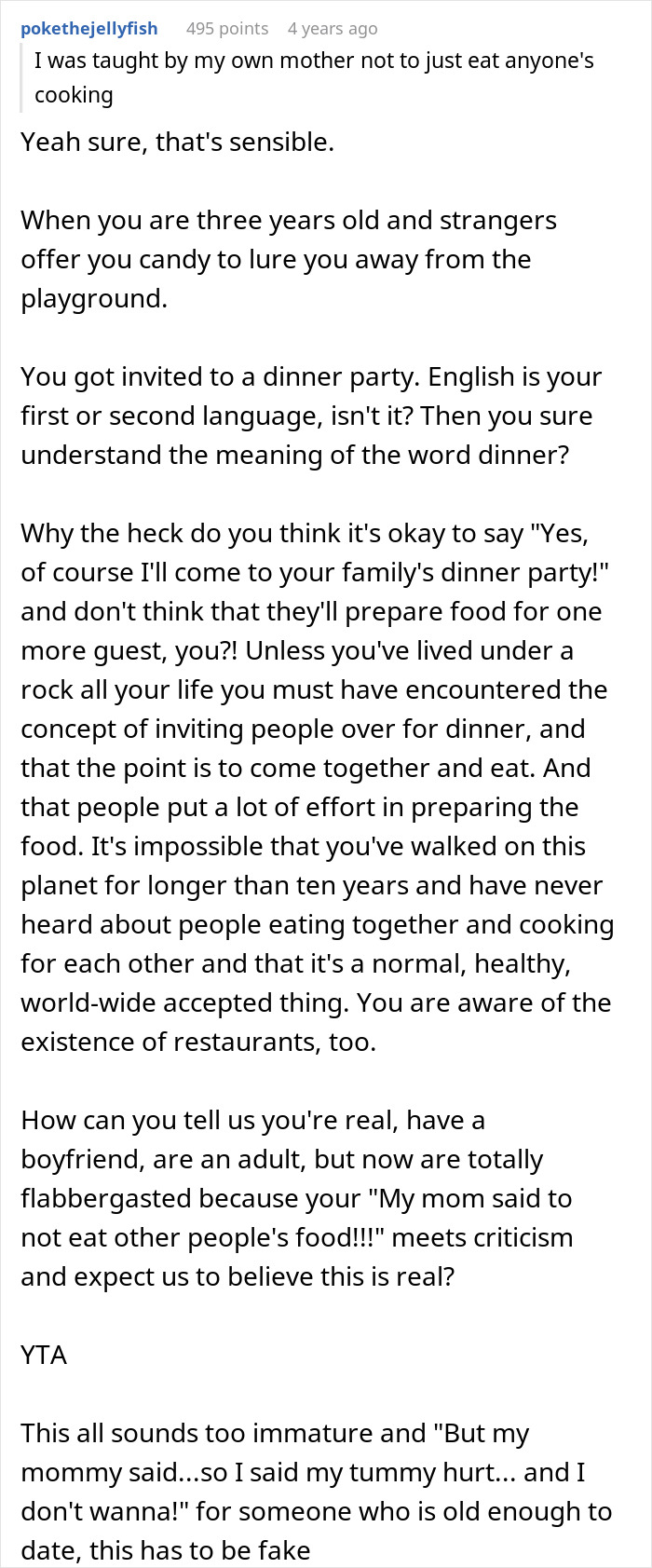 Woman Refuses To Eat At MIL’s Home: “I Don’t Just Eat Anyone’s Cooking”