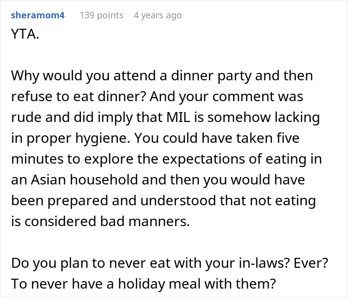 Woman Refuses To Eat At MIL’s Home: “I Don’t Just Eat Anyone’s Cooking”