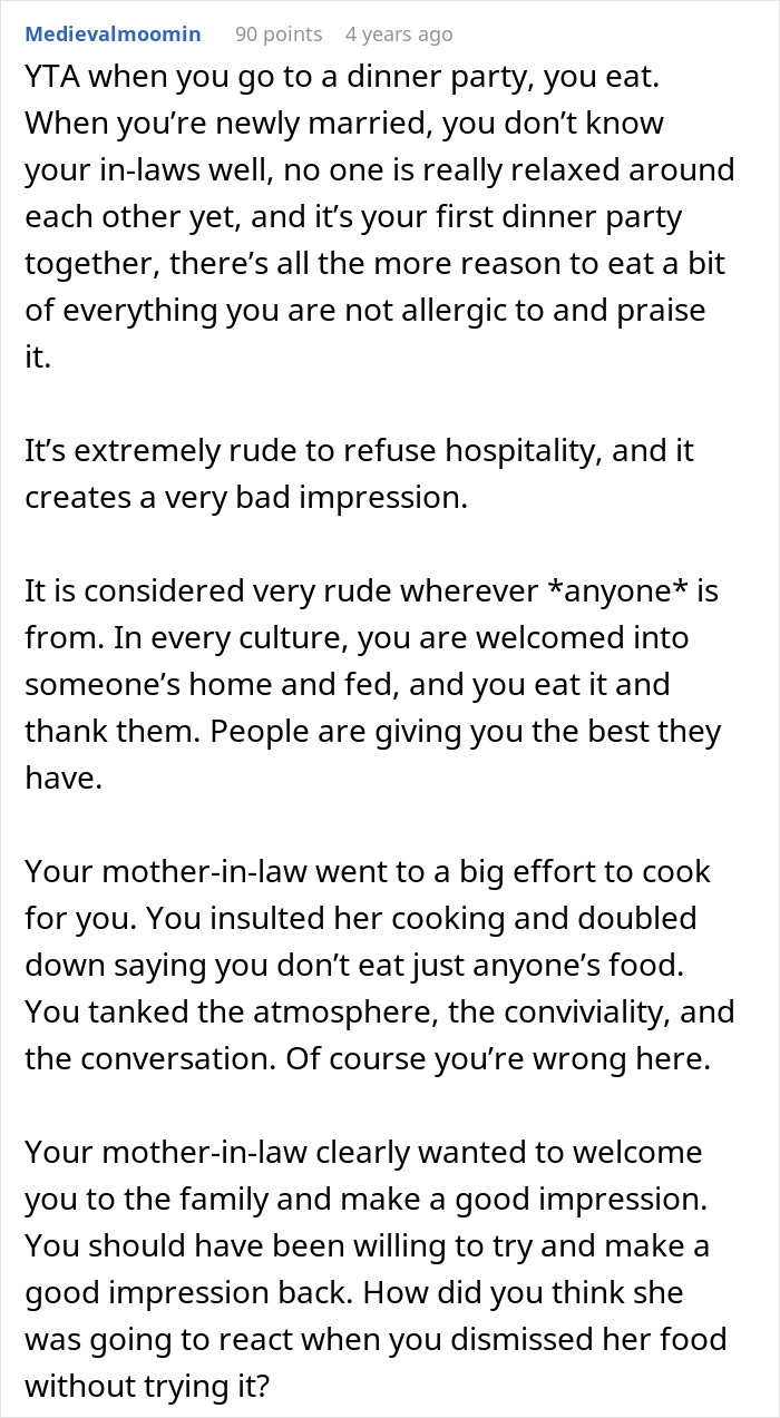 Woman Refuses To Eat At MIL’s Home: “I Don’t Just Eat Anyone’s Cooking”