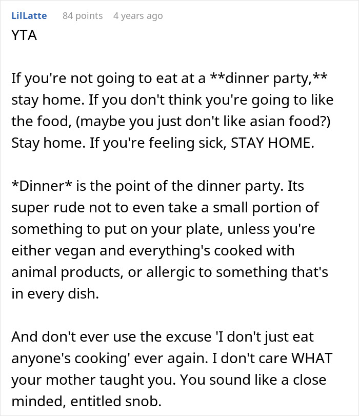 Woman Refuses To Eat At MIL’s Home: “I Don’t Just Eat Anyone’s Cooking”