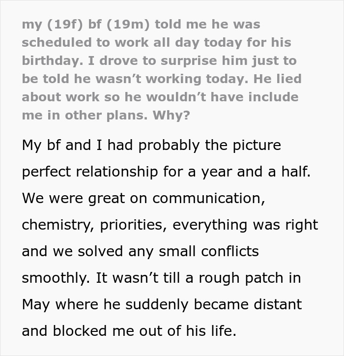 Woman Decides To Surprise Her Boyfriend At Work On His Birthday, But Finds Out He Lied