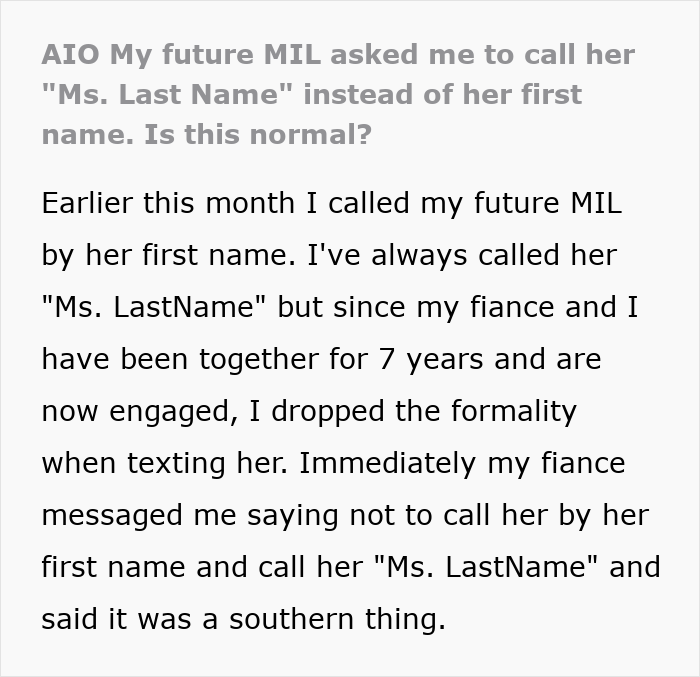 Woman Can&rsquo;t Stop Overthinking Why Her Future MIL Would Ask Her To Call Her By Her Last Name