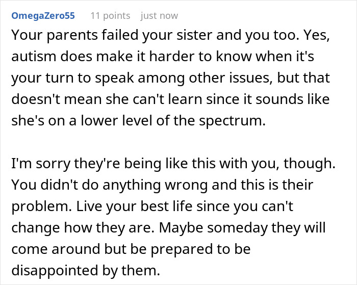 Parents Force Teen To Have Autistic Sis At All Bday Parties, Mad When She Does 18th Bday Differently Parents Force Teen To Have Autistic Sis At All Bday Parties, Mad When She Does 18th Bday Differently