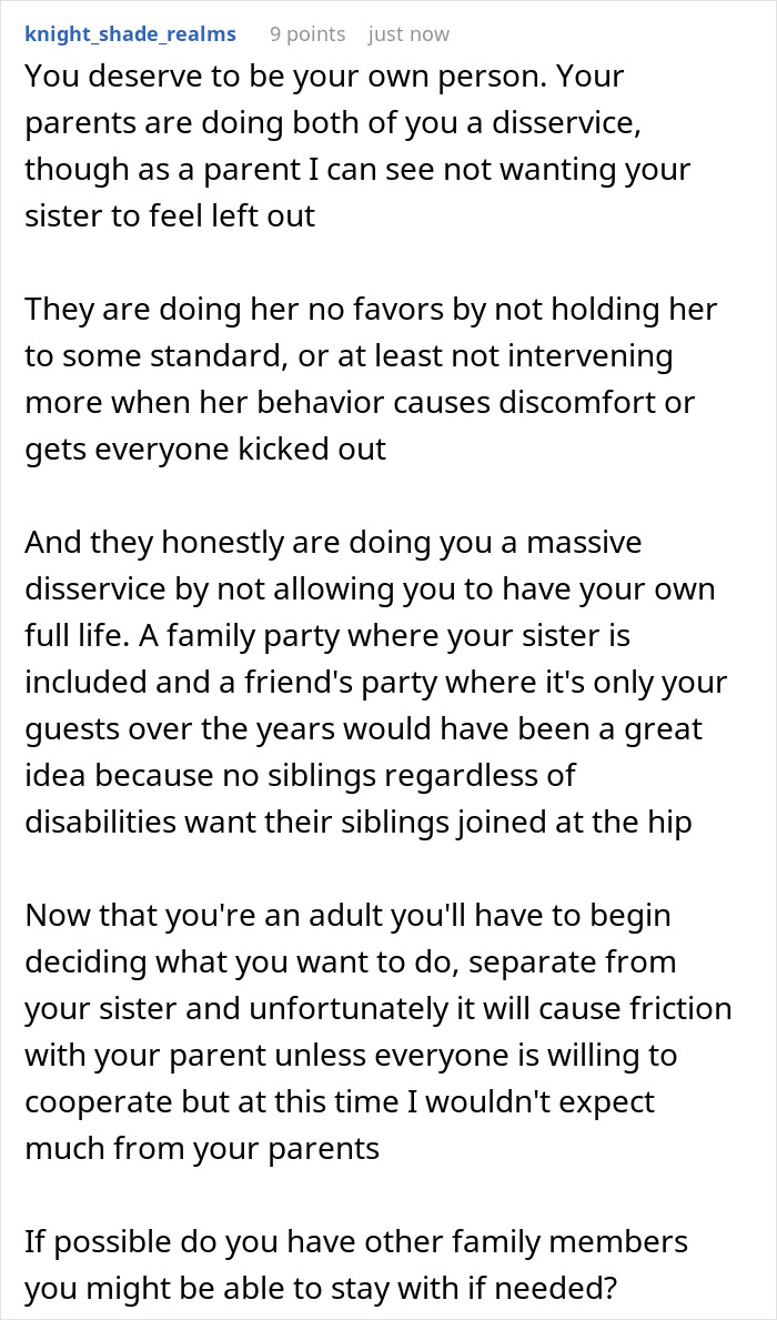 Parents Force Teen To Have Autistic Sis At All Bday Parties, Mad When She Does 18th Bday Differently Parents Force Teen To Have Autistic Sis At All Bday Parties, Mad When She Does 18th Bday Differently