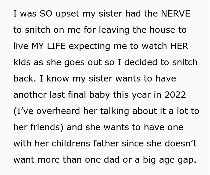 Teen Exposes Sister’s Plan Of 3rd Pregnancy After Being Sick Of Acting Like Free Sitter For Her Kids Teen Exposes Sister’s Plan Of 3rd Pregnancy After Being Sick Of Acting Like Free Sitter For Her Kids