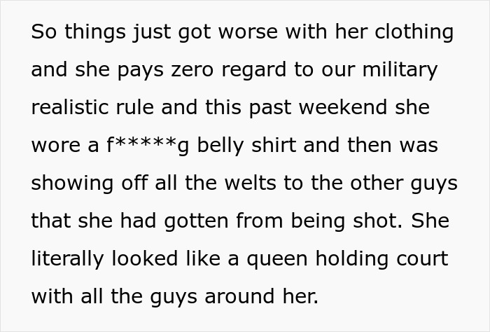 Airsoft Leader Boots Woman For Ignoring Dress Code, Learns She Was Lining Up Sponsors For The Squad Airsoft Leader Boots Woman For Ignoring Dress Code, Learns She Was Lining Up Sponsors For The Squad